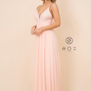 V-Neck A-Line Shape Chiffon Evening Dress NXA070